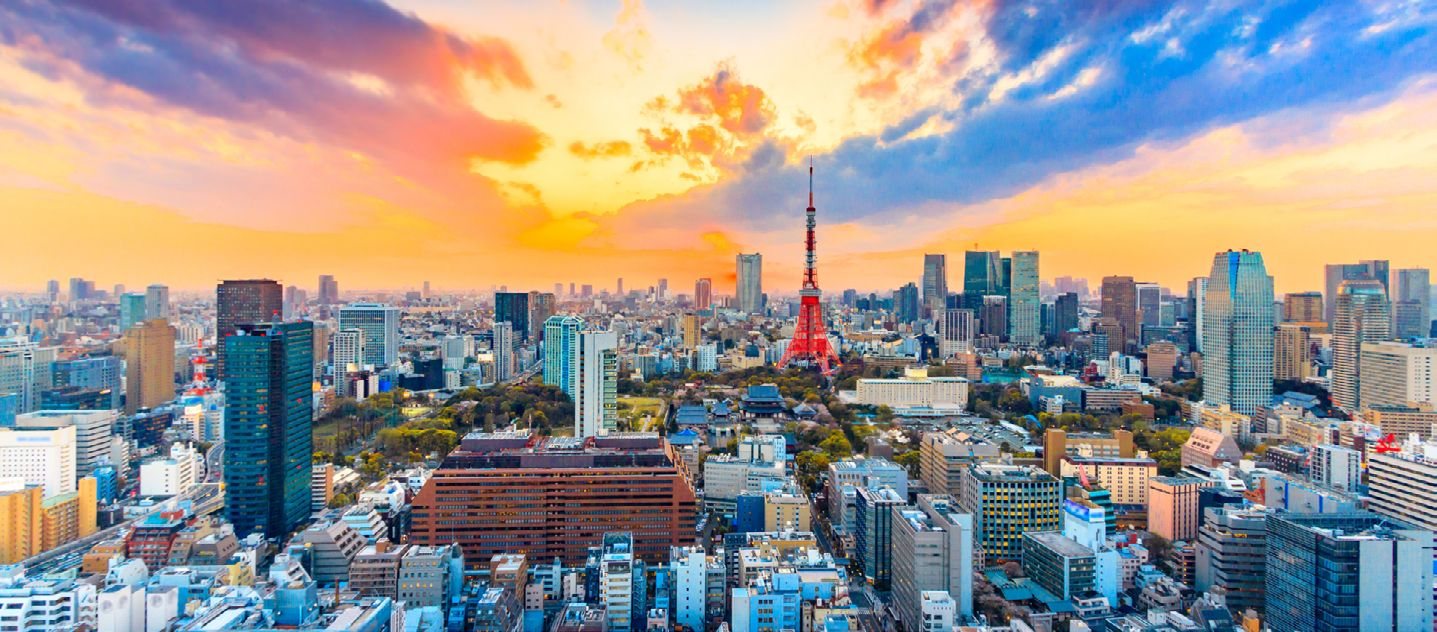 Tokyo skyline at sunset